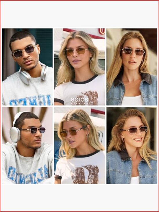 Retro Rectangle Polarized 90s Sunglasses, Trendy Narrow Hexagon Square Shades main image 6